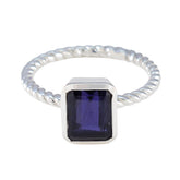 Agnes Blue Solitaire Ring for Women with Silver Band Iolite Blue